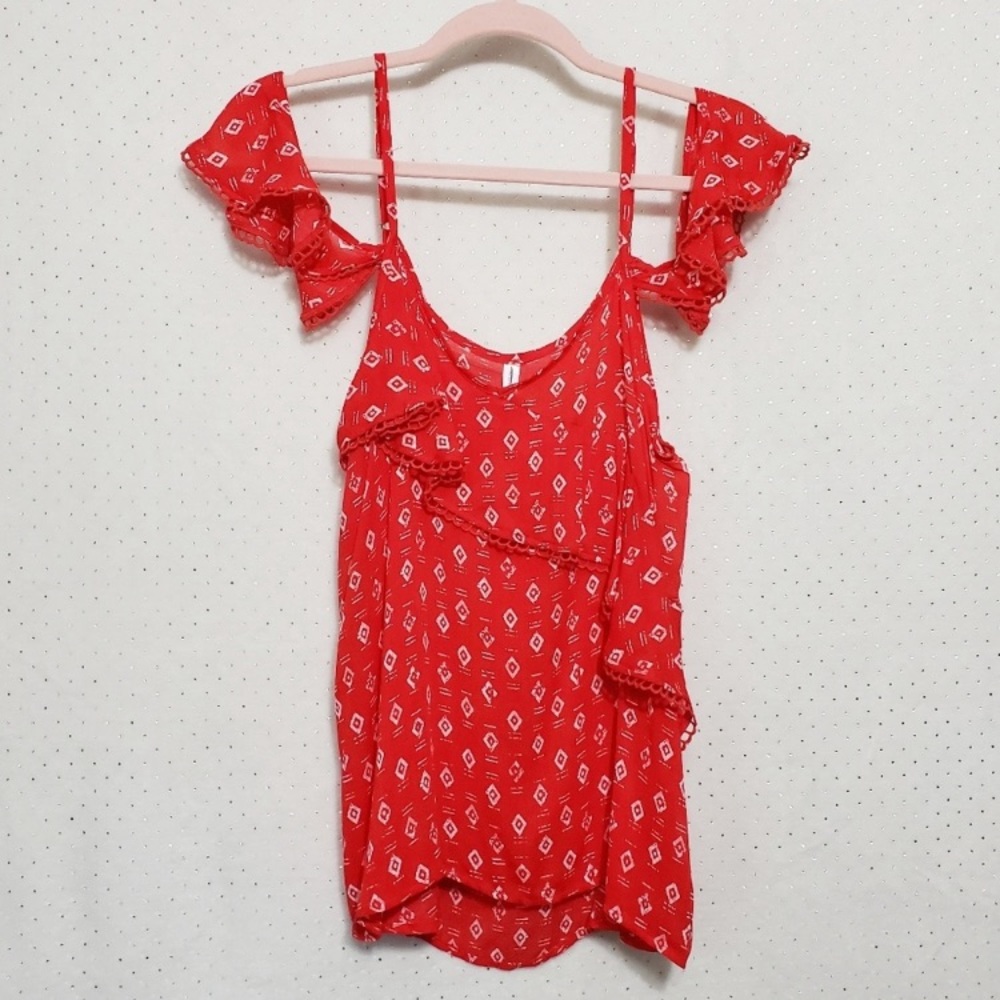 Xhilaration Red Ruffle Tank